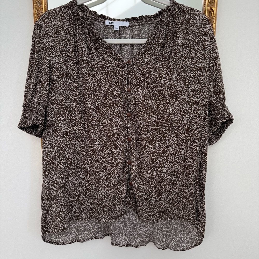 DR2 Rayon Brown Floral Top